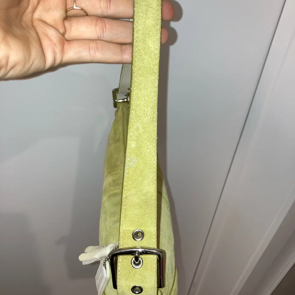 Coach Light Green Suede Shoulder Bag - Picture 7 of 8